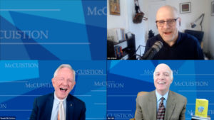 Image: Eric Weiner, Dennis McCuistion and Jim Falk laughing on the McCuistion Program.
